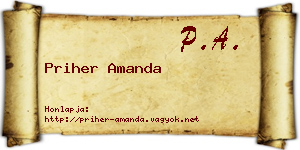 Priher Amanda névjegykártya